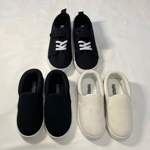 FabKids Black and Cream Slip-On Sneakers, Size 12